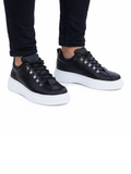 Apollo Moda men's Atlas Jet black and white lace-up sneaker, fourth angle