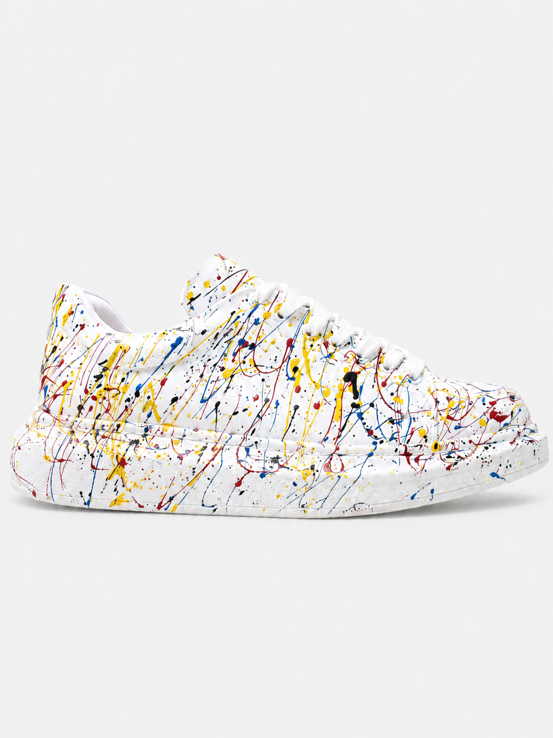 Apollo Moda Men's Porto Motion white sneaker with multicolor splatter, main product photo