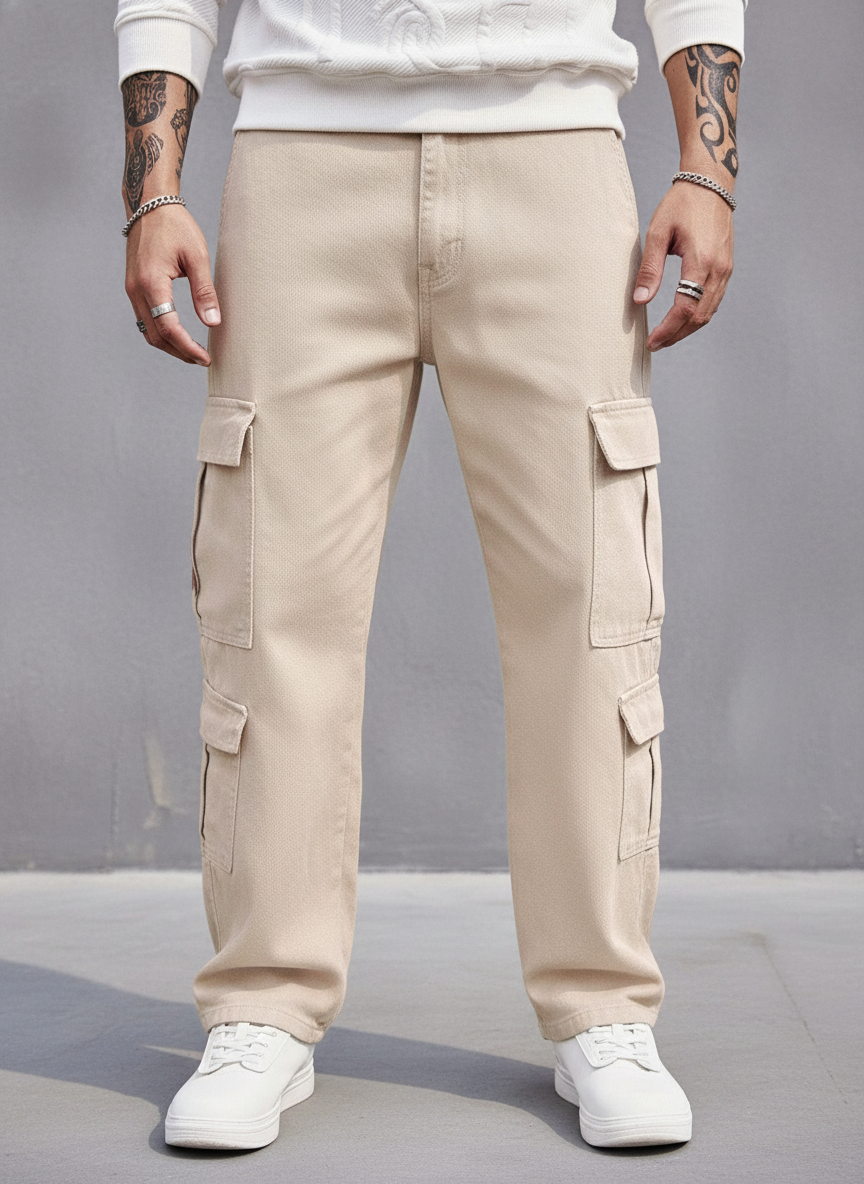 Herren Baumwoll-Jeans mit Klappentaschen an der Seite