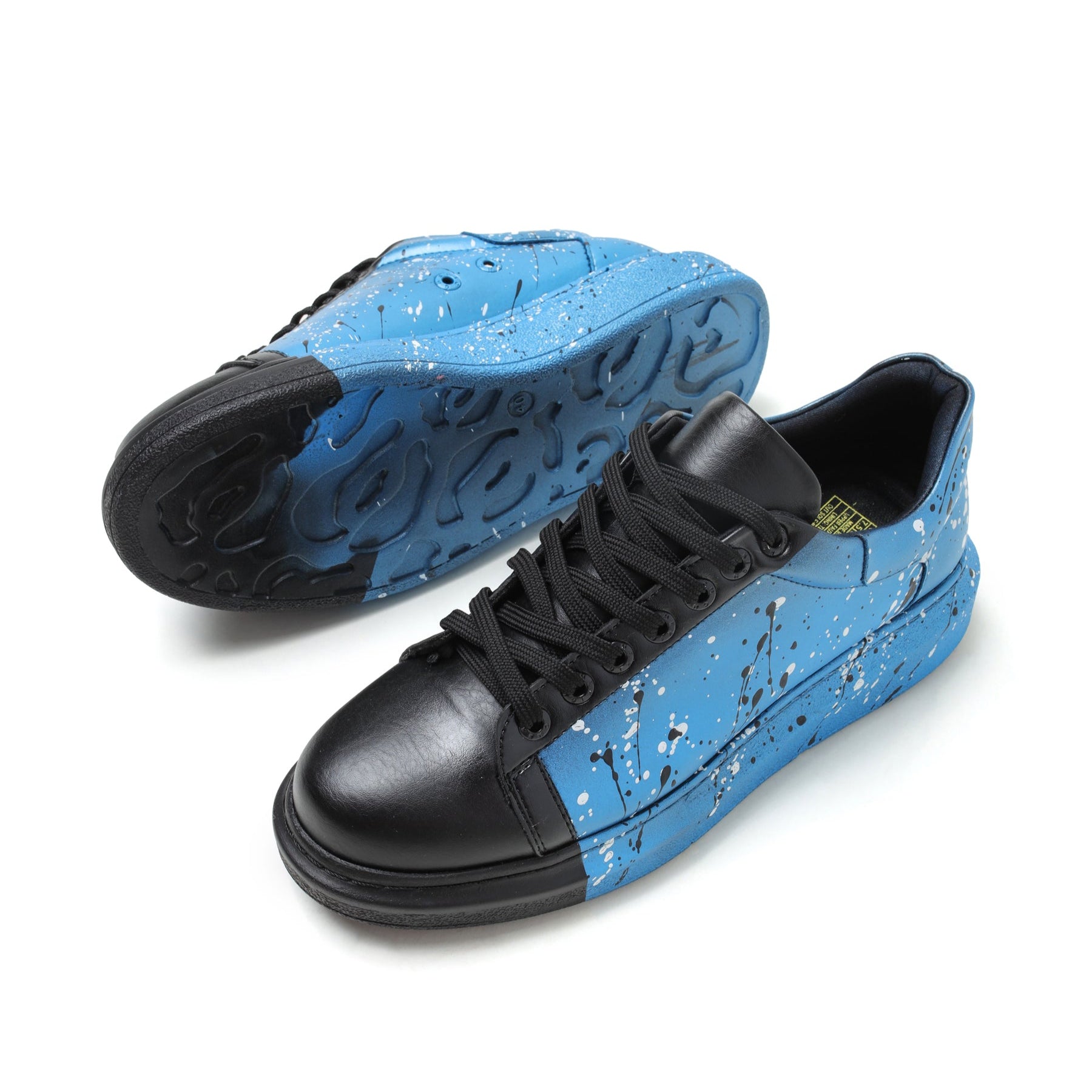 Apollo Moda men's Urban Pulse Vibe Shift blue and black splatter sneaker, fourth angle